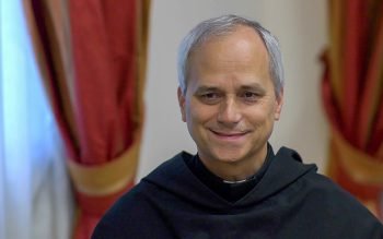 Then-Father Robert F. Prevost, now Pope Leo XIV, is seen in a video interview with Catholic News Service Oct. 29, 2012, at the Augustinianum Institute for Patristic Studies in Rome.