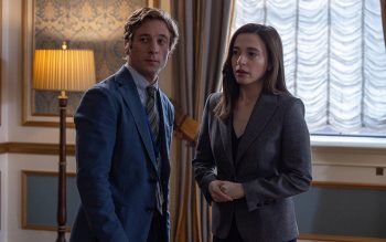 Jeremy Allen White as Jeff Horwitz and Mikey Madison as Frances Haugen star in Columbia Pictures' "The Social Reckoning."